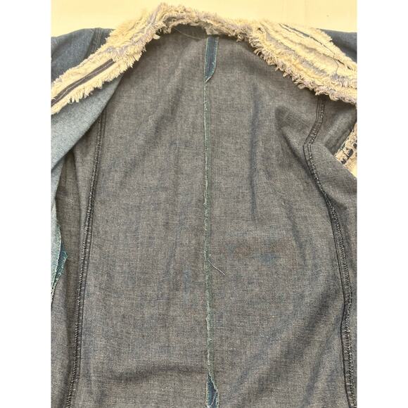 Women's Denim Handmade Vintage Fringed Western Boho Hippie Vest Pockets - Picture 9 of 9